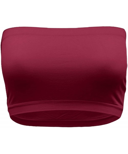 Camisoles & Tanks Women's Single or 3PK Seamless Active Base Layer Bandeau Tube Top - 8 Inches - Single_burgundy - CH18WEOYS4H