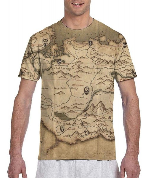 Undershirts Men Boys Shirts Short Sleeve Beefy T-Shirt Top Tees Hip Hop Tucked Workwear - The Old Map in Game Province of Sky...