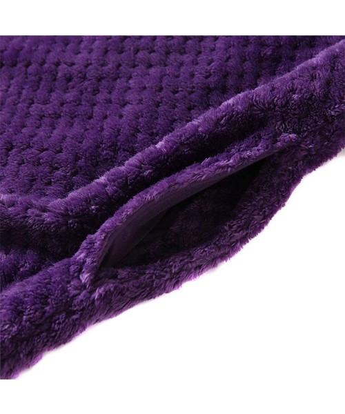 Robes Men's Flannel Robe - Mens Shawl Collar Zip Up Lightweight Bathrobe Warm Fleece Plush Big Tall Pajamas - Purple - C0193G...