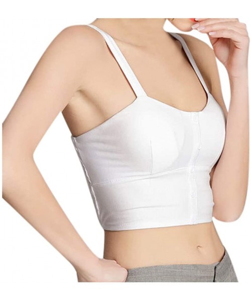 Thermal Underwear Women's Short Umbilical High Waist Solid Color Chest Pad Small Camisole - White - C5194H22Y43