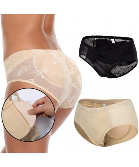 Shapewear Women Stretch Padded Underwear Shapewear Bum Butt Lift Enhancer Brief Panties Black Beige - Black - CA18WR8R5O5