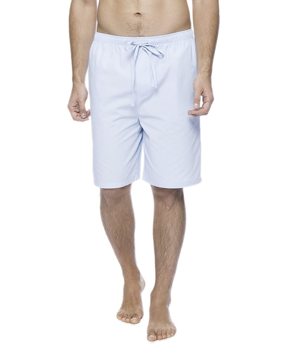 Sleep Bottoms Twin Boat Men's 100% Woven Cotton Lounge Shorts - Crystal Blue - C812H0DJ4W1