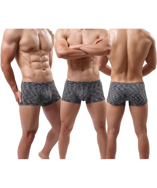 Boxer Briefs Men's Underwear Boxer Briefs Breathable Bulge Pouch Underpants Low Rise Elastic - A32 Black 2 Blue - C918T9KWAK3