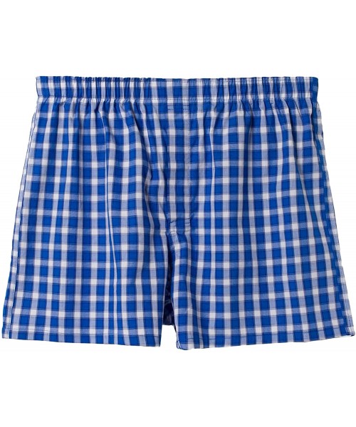 Boxers Mens Bodywear Men's Soft Underwear Soft Cotton Boxers- Woven Boxer Shorts- Boxer Briefs - Check Print Blue a - CI19655...