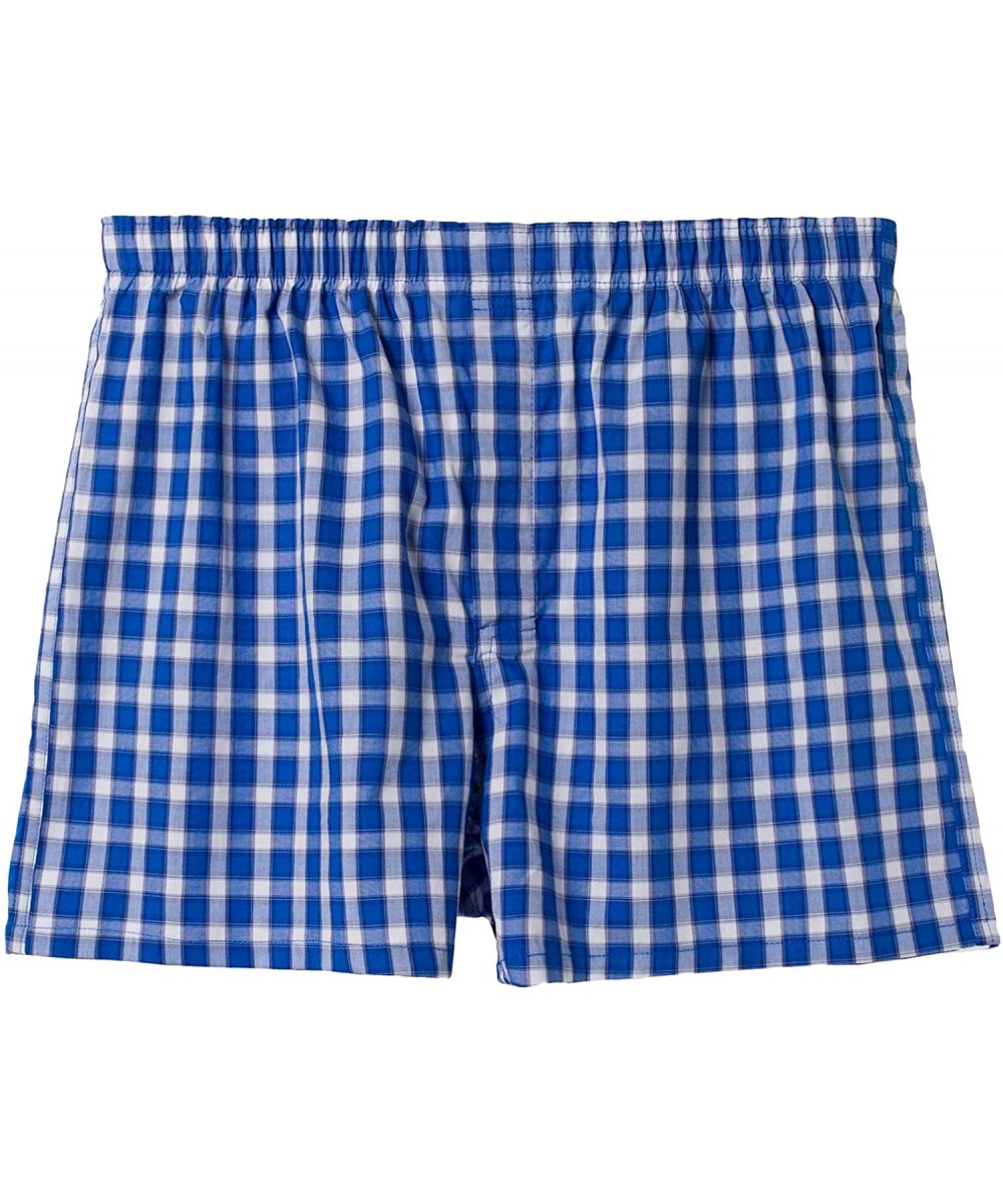 Boxers Mens Bodywear Men's Soft Underwear Soft Cotton Boxers- Woven Boxer Shorts- Boxer Briefs - Check Print Blue a - CI19655...