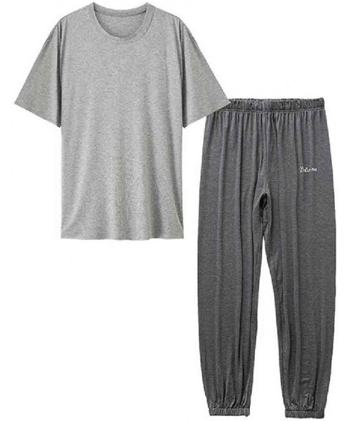 Sleep Sets Men Summer Casual Thin 2 Piece Set Modal Long Pants Sleepwear - As1 - CV199ODDYYZ