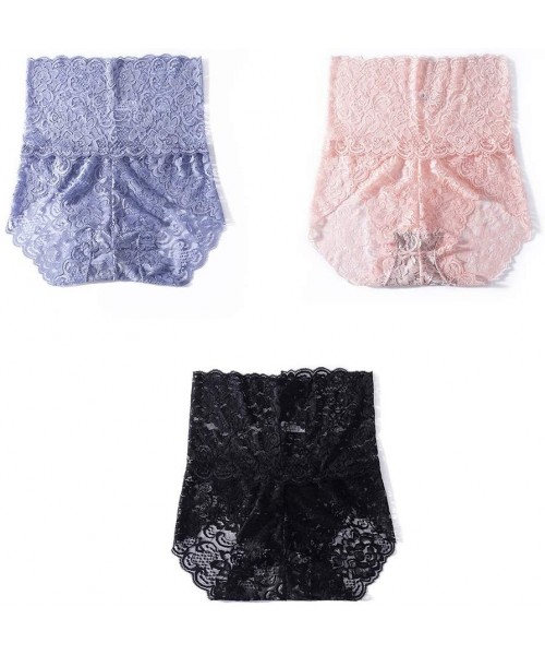 Panties Sexy Panties Briefs Women's Lace Stretch High Waist Cotton Thong-21-XL - 21 - CQ190EI26C4