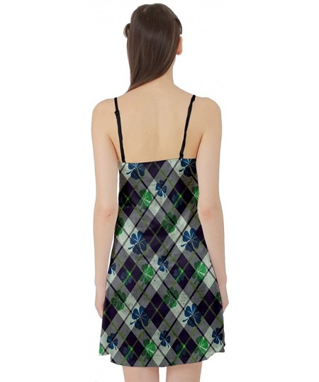 Nightgowns & Sleepshirts Womens Shamrock St. Patrick's Day Fashion Satin Night Slip- Size XS-3XL - Blue - CW189X38GSE