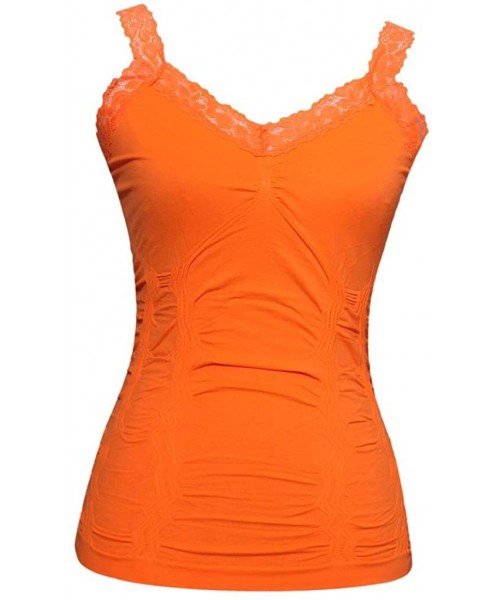 Camisoles & Tanks Womens Lace Trim Camisoles (Free Size - Neon Orange - CV11KQPA9V5