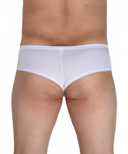 Bikinis Men Cheeky Booty Bikini Boxers Bluge Pouch Thong Bottom Pants Spandex Hight Cut Boxer Briefs - 7 White - CC18E4ZK3IG