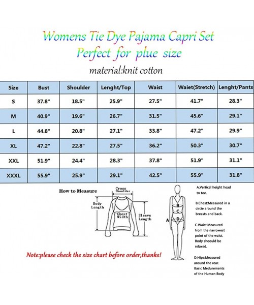 Sets Women's Tie Dye Printed Pajama Sets Sleepwear Top with Capri Pants Lounge Sets with Pocket - Pink - CS190XEYMC9
