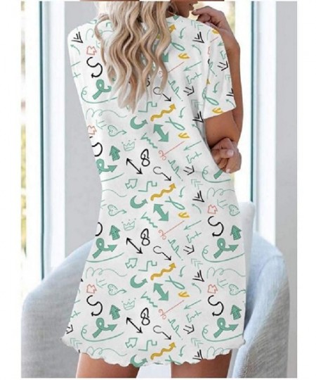 Nightgowns & Sleepshirts Women Floral Spring Mini Dress Lips Short-Sleeve Lounge Sleepwear - As10 - CZ1900IAL8D