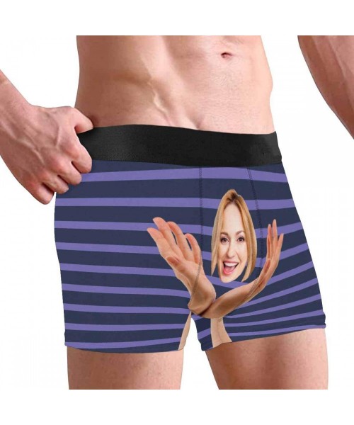 Briefs Custom Face Boxers Briefs for Men Boyfriend- Customized Underwear with Picture Holding Face All Gray Stripe - Multi 9 ...