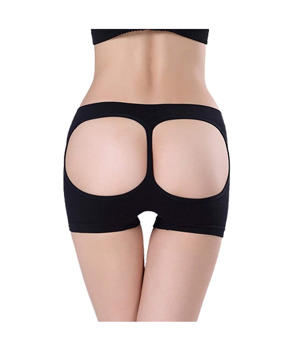 Shapewear Women's Cut Out Body Shaper Butt Lifter Thigh Slimming Enhance Panties High Waist Open Butt Shapewear - Black 1 - C...