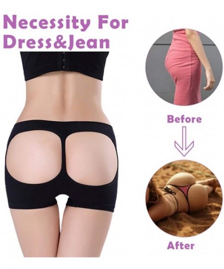 Shapewear Women's Cut Out Body Shaper Butt Lifter Thigh Slimming Enhance Panties High Waist Open Butt Shapewear - Black 1 - C...