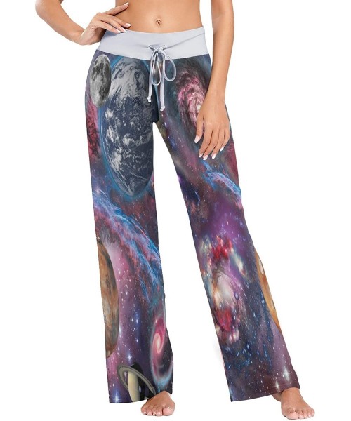 Bottoms Space Landscape Nebula Galaxy Women's Pajama Lounge Pants Casual Stretch Pants Wide Leg - CI19CAI3QQU