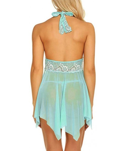 Nightgowns & Sleepshirts Women Lace Sleepwear Underwear Gauze Halter Nightgown Sexy Lingerie Dress- Intimates- Clothing Shoes...