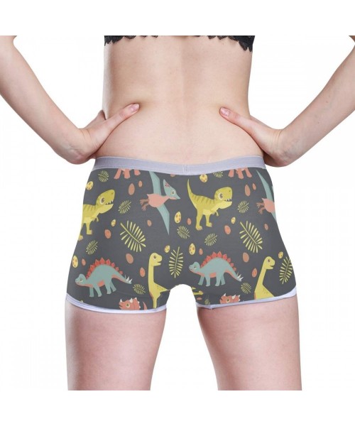 Panties Women's Soft Boy Short Cartoon Alligator Frog Boxer Brief Panties - Pastel Color Dinosaurs - CI18T06KRYE