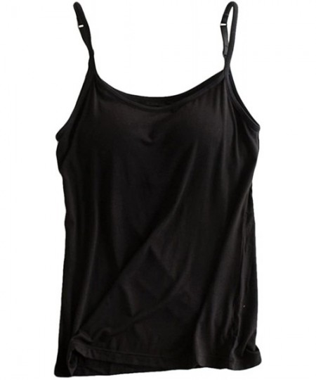 Camisoles & Tanks Women's Modal Built-in Bra Padded Camisole Tanks Tops - A-black - CI12H2SUV1R