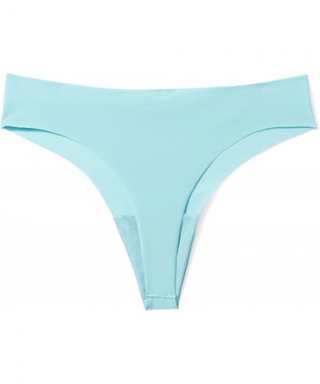 Panties Women's Sueded Infinity Edge Thong Underwear- 3 Pack - Bluestone/Cool Aqua/Peachskin - CS187COXHI8