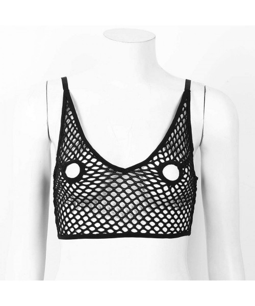 Camisoles & Tanks Women's Mesh Fishnet Open Nipples Longline Bra Top Nightwear Cami Shirts Camisole Lingerie - CT19DYUAHA7