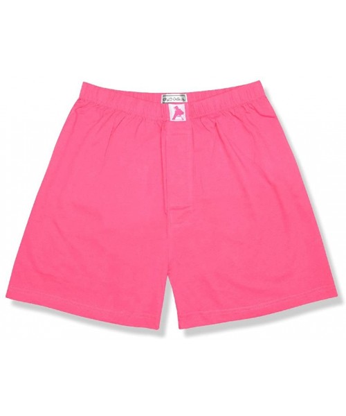Boxers Mens Solid HOT Pink Fuchsia Color Boxer 100% Knit Cotton Shorts - CO11IVBIF6N