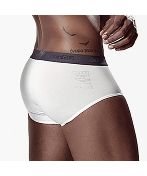 Trunks Men's Sexy Pouch Underpants Bulge Enhancing Shorts Underware Pure Color T Lingerie - White - CV192M406AD