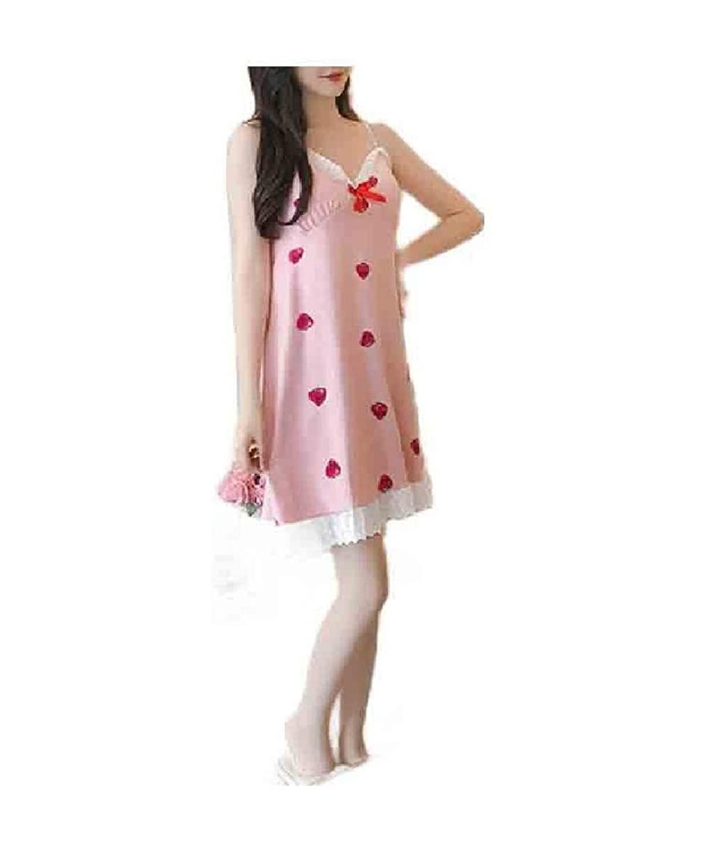 Nightgowns & Sleepshirts Women's Sexy Printing Summer V Neck Short Dress Sling Sleep Dress - As1 - CR1900EGZ0A
