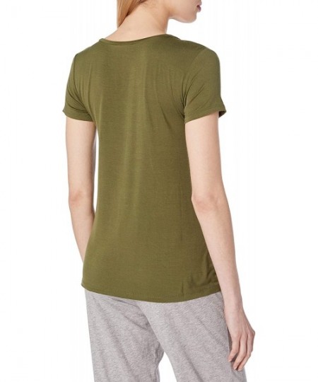Tops Women's Loungewear V-Neck Short Sleeve T-Shirt - Cypress Green - CQ188OA0K0S