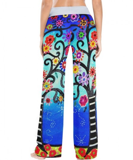 Bottoms Art Colorful Tree Women Loose Palazzo Casual Drawstring Sleepwear Print Yoga Pants - CB19CSKD8HQ