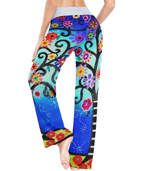 Bottoms Art Colorful Tree Women Loose Palazzo Casual Drawstring Sleepwear Print Yoga Pants - CB19CSKD8HQ