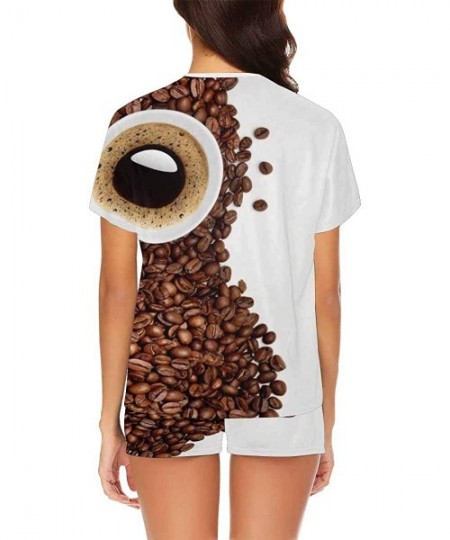 Nightgowns & Sleepshirts Owl Made of Roasted Coffee Beans Women Summer Short Sleeve Pajama Set Pjs Shorts Sleepwear - Multi 1...