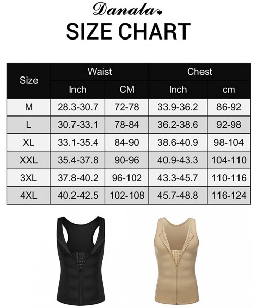 Shapewear Men's Waist Trainer Vest for Weight Loss Compression Slimming Body Shaper Sauna Tank Top with Zipper - Skin - CL18W...