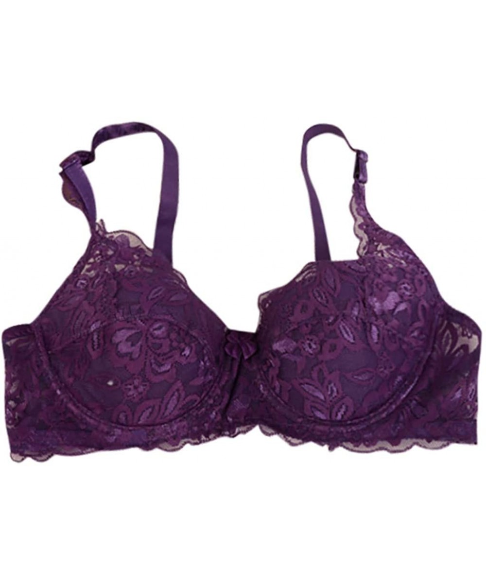 Slips Female Sexy Ultrathin Sexy Lace Bras Sexy Lingerie Comfortable Underwear - Purple - CK18YIGUZE7