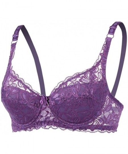 Slips Female Sexy Ultrathin Sexy Lace Bras Sexy Lingerie Comfortable Underwear - Purple - CK18YIGUZE7