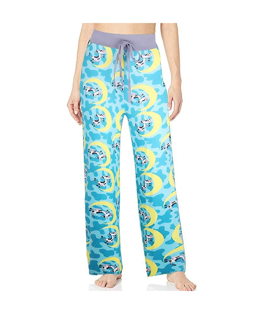 Bottoms Womens Pajama Bottoms Comfy Palazzo Lounge Pants 90S Loose Spleepwear with Elastic Drawstring - Green-a - CG18W7IYEO9