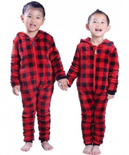 Sets Family Matching Christmas Pajamas Set Sleepwear Soft Fleece Reindeer Printed Onesie For Kids and Adults - Black and Red ...