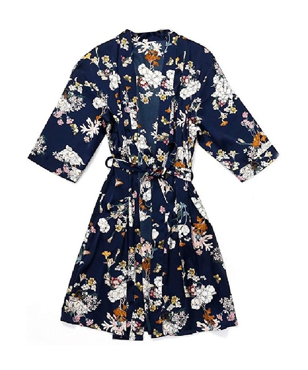 Robes Women Lounger Robe Cardigan Printing Silk Casual Loose Sleepwear - As1 - CF19E7KRI8W