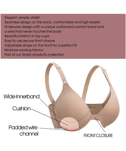 Bras 38D-46DDD Bras for Women Front Closure Plus Size Underwire Full Coverage Support Everyday Bra for DDD Cup - Beige - C418...