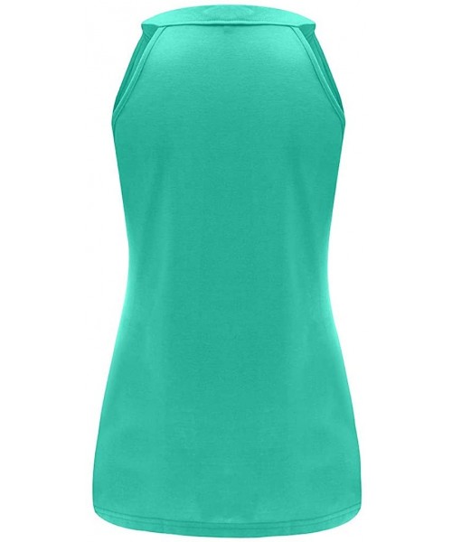 Thermal Underwear Women Solid Fitness Sport Sleeveless Pocket Shirts Tank Tops Vest T-Shirt Blouse - Mint Green - CD197RRO9EY