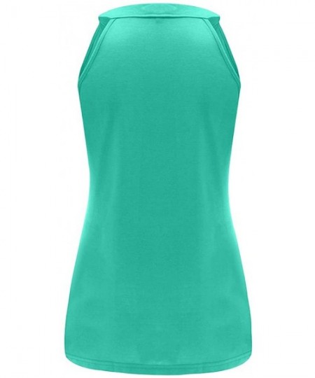 Thermal Underwear Women Solid Fitness Sport Sleeveless Pocket Shirts Tank Tops Vest T-Shirt Blouse - Mint Green - CD197RRO9EY