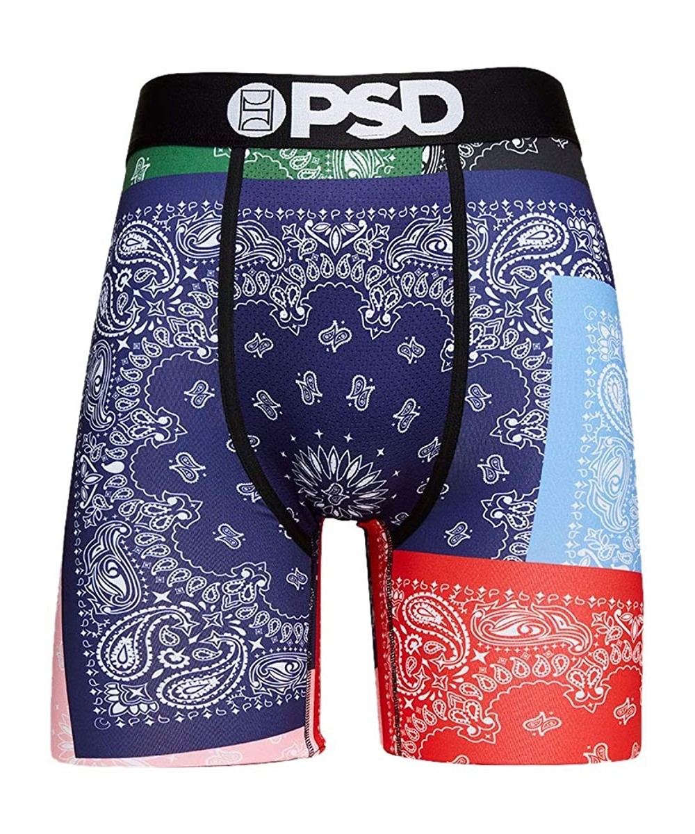 Boxer Briefs Underwear Men's Stretch Wide Band Boxer Brief Underwear - Bandana Print - Black / Bandanas - CC19D3UKK56
