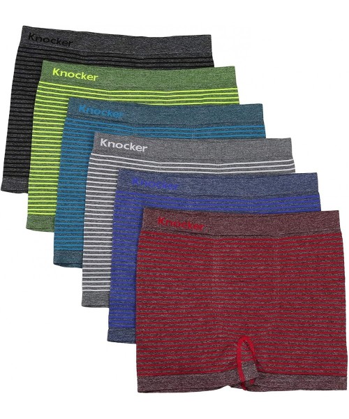Boxer Briefs Men's 6 Pack Seamless Boxer Briefs with Patterns or Designs - Basic - C01957D5O0W