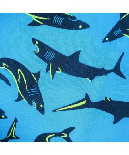 Boxers Men's Colorful Funny Animal All Over Print Cotton Boxer Shorts S-XXL - Bright Blue Sharks - CI18OR5NXOH