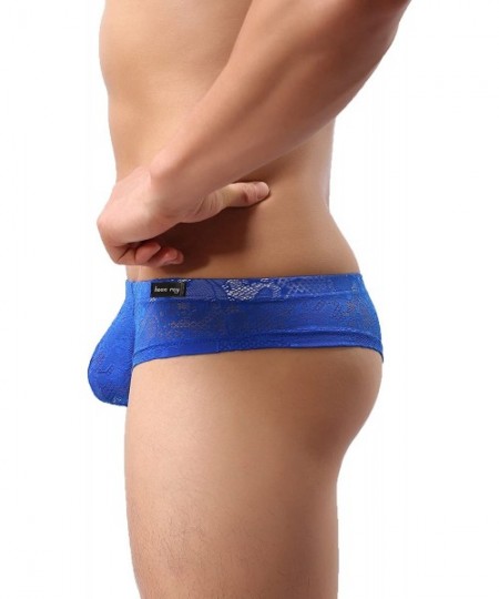 Briefs Men's Underwear Thong G-string Elastic Smooth Bikini Lace Underwear - 4-pack Blue - CZ1832Y5RMM