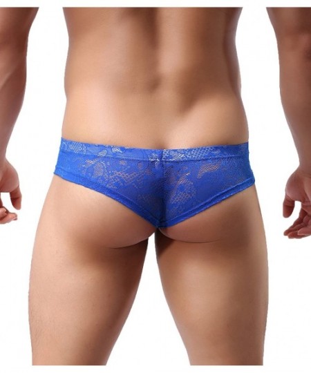 Briefs Men's Underwear Thong G-string Elastic Smooth Bikini Lace Underwear - 4-pack Blue - CZ1832Y5RMM