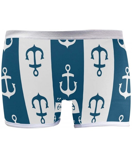 Panties Women's Seamless Boyshort Panties French Fries Underwear Stretch Boxer Briefs - Navy Anchor - C618TDAGSD3