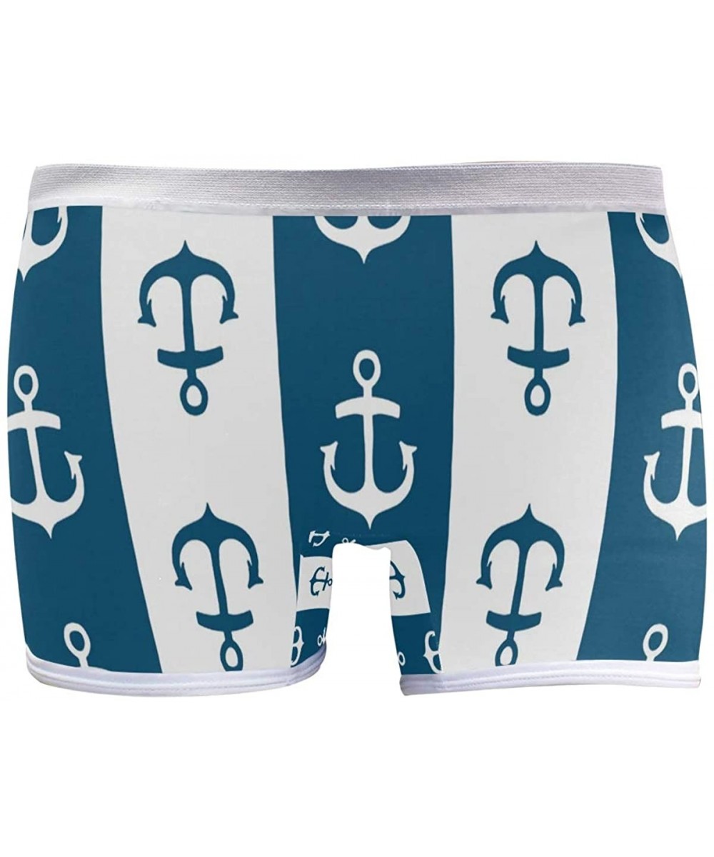 Panties Women's Seamless Boyshort Panties French Fries Underwear Stretch Boxer Briefs - Navy Anchor - C618TDAGSD3