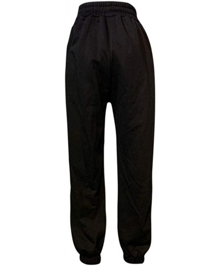 Bottoms Women's Pajama Pants- Casual Cat Prints Drawstring Trousers Leggings - B-black - C3198N48DE4