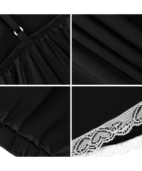 Sets Women Pajama Set Floral Print Sleepwear Loose Short Nightwear Lingerie Set from (Vest and Shorts) - Black - C218C4QR2AX